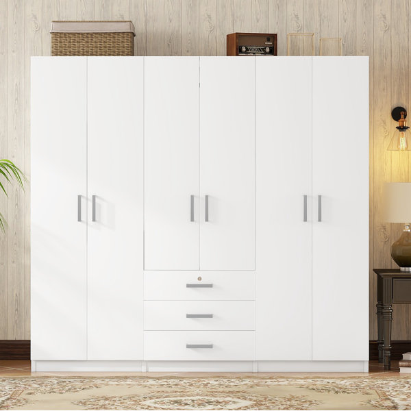 Latitude Run® 6Doors Wooden Wardrobe Storage for Bedroom, with Big